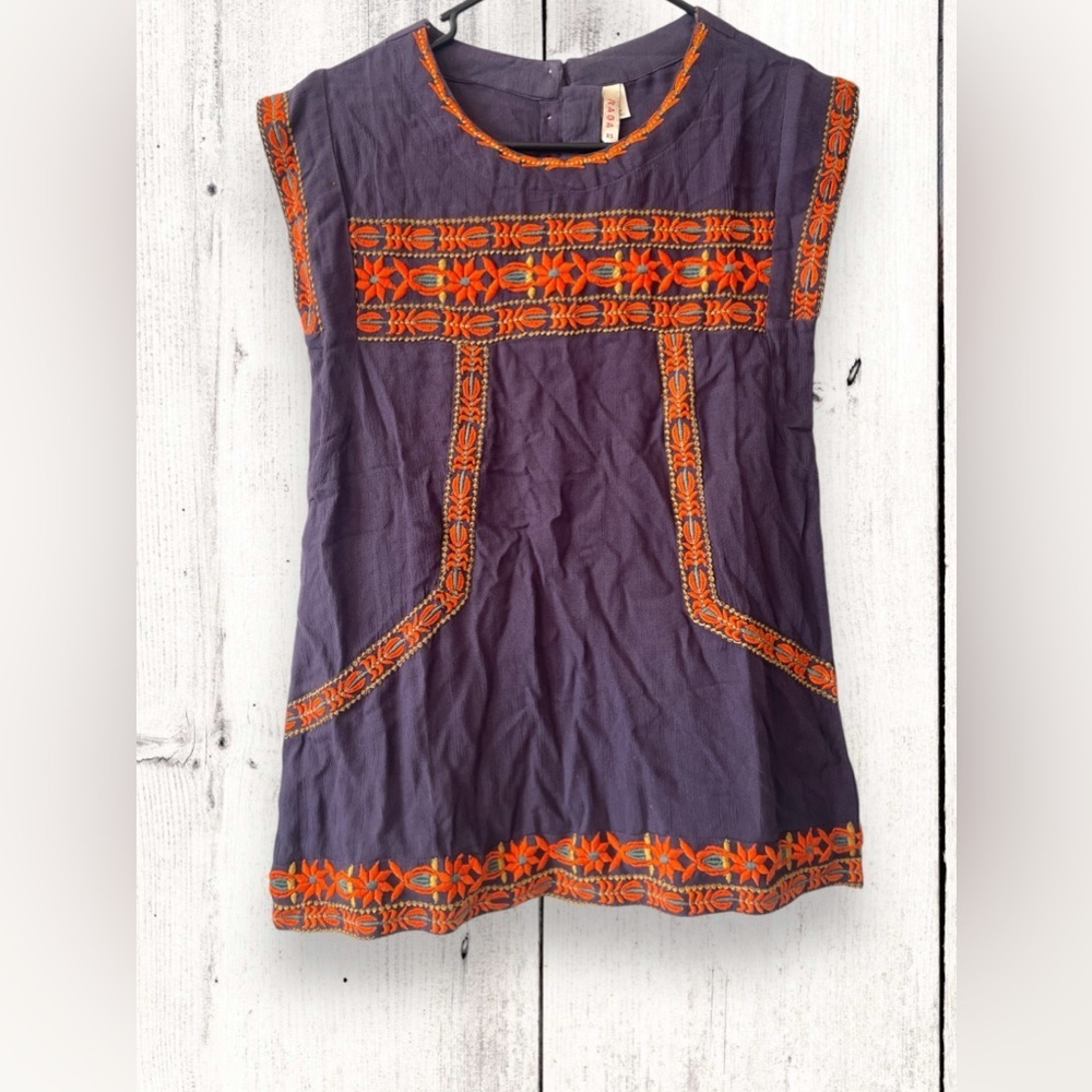 Anthropologie Raga Womens Floral Embroidered Sleeveless Blouse Top Size XS NWT